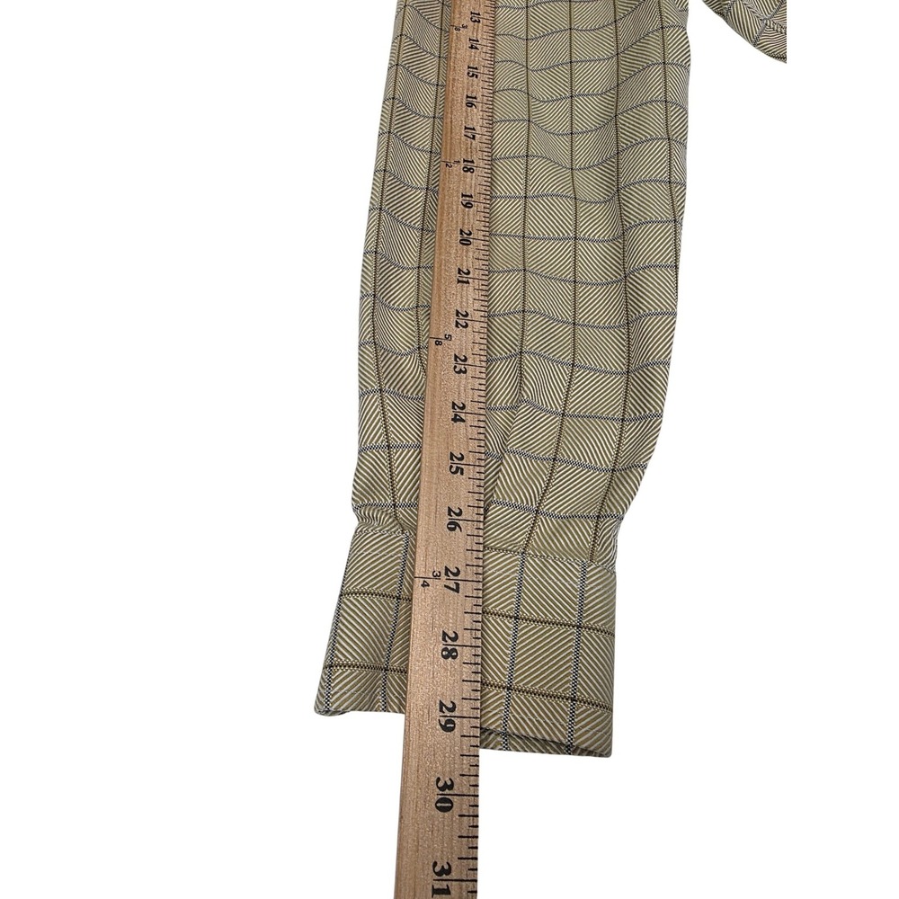 Robert Talbott Mens Large Tan Green Check Herringbone Button Down Shirt L Turkey - Picture 6 of 6